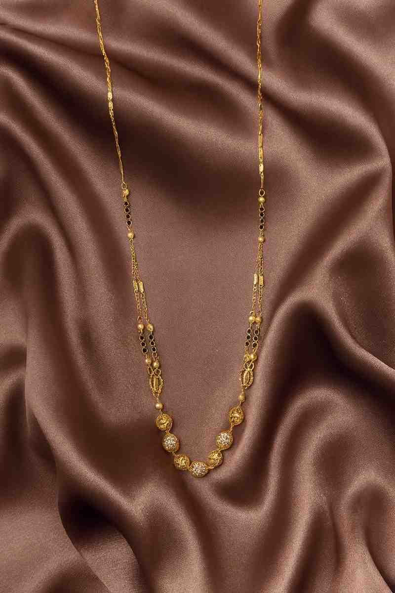 Elegant Dual-Tone Gold-Plated Daily Wear Mangalsutra – Modern Minimal Bead Design