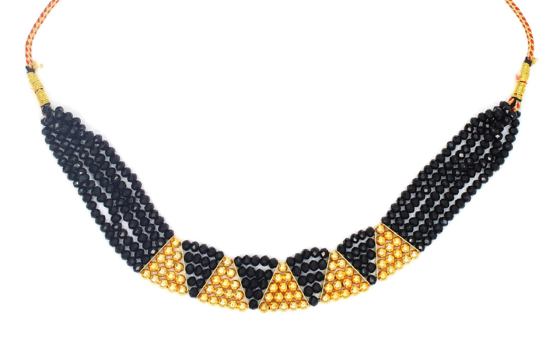 Royal Black & Gold Beaded Choker Mangalsutra – Bold Tradition, Modern Statement ✨