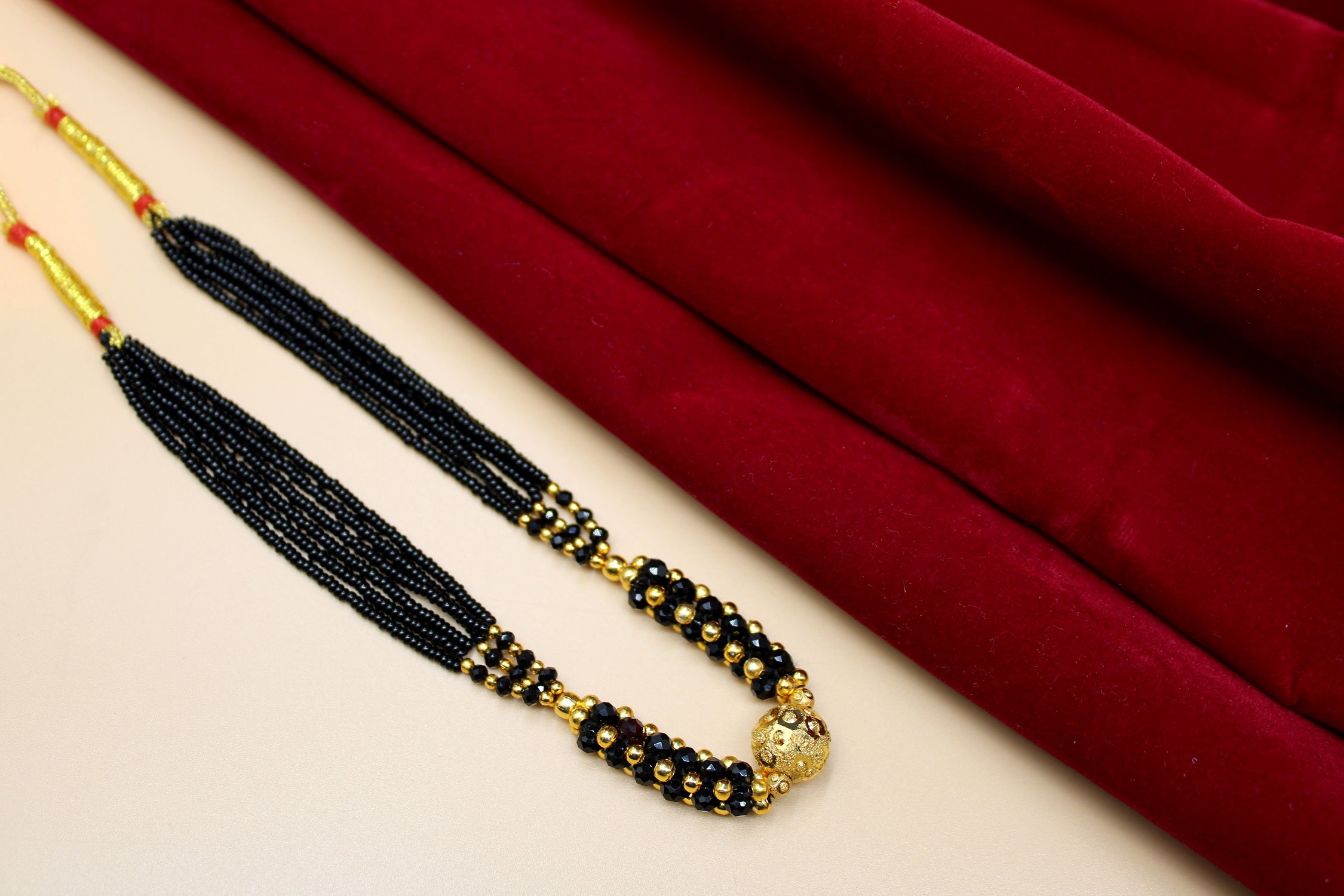 Classic Black Bead Choker Mangalsutra – 1 Gram Gold Plated Minimal Design for Everyday Elegance ✨