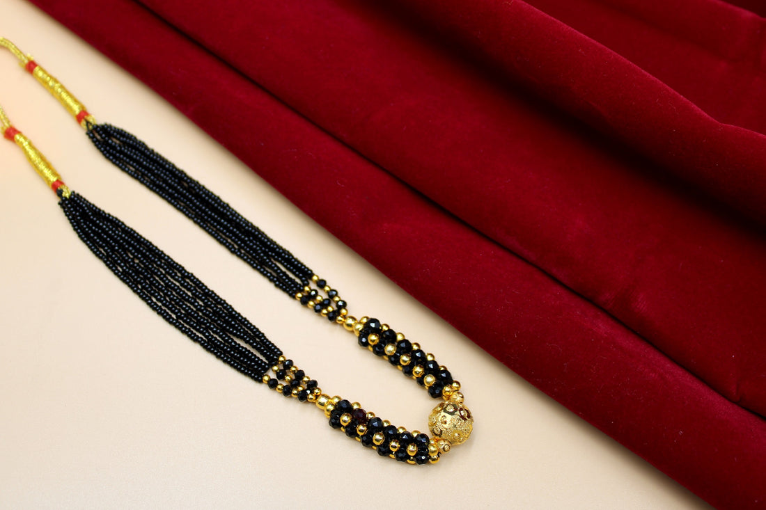 Classic Black Bead Choker Mangalsutra – 1 Gram Gold Plated Minimal Design for Everyday Elegance ✨