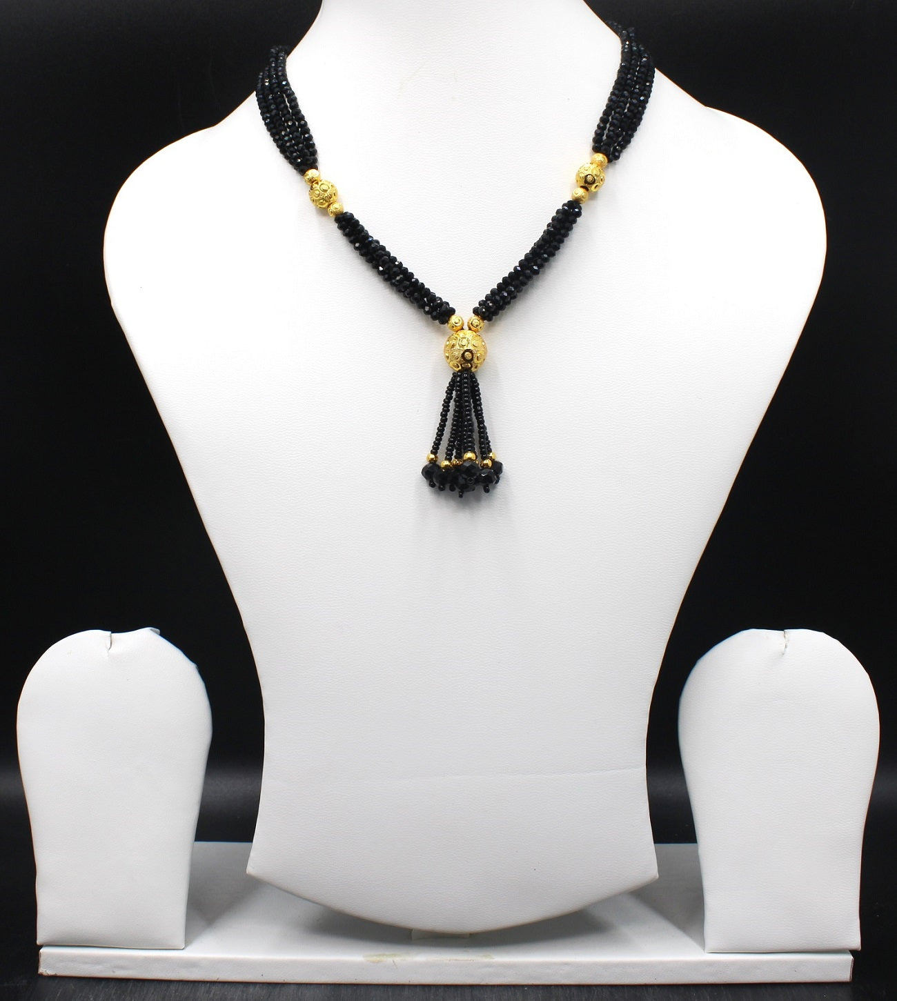 Elegant Black Bead Tassel Mangalsutra – Premium 1-Gram Gold Plated Traditional Design 🖤✨