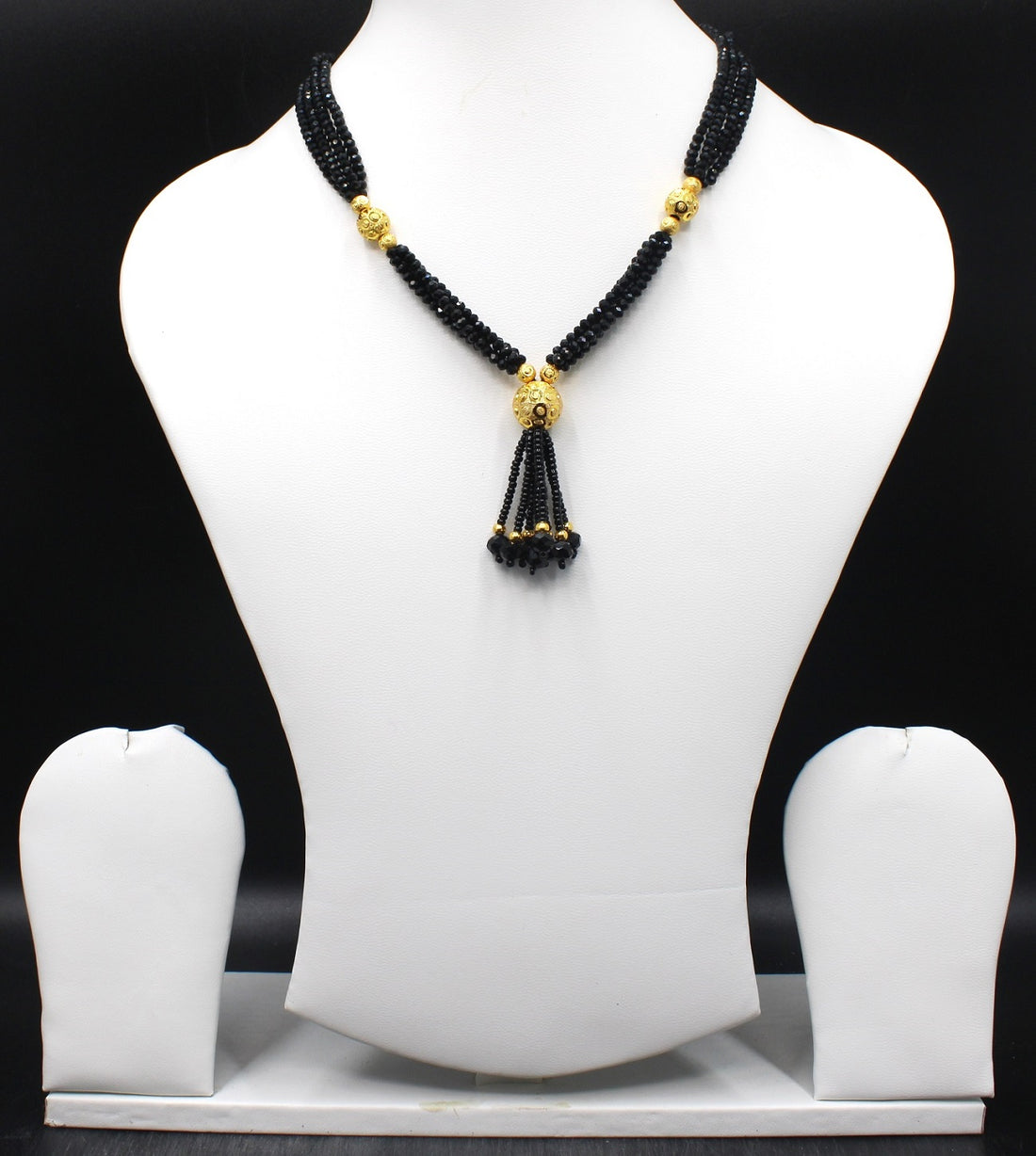 Elegant Black Bead Tassel Mangalsutra – Premium 1-Gram Gold Plated Traditional Design 🖤✨