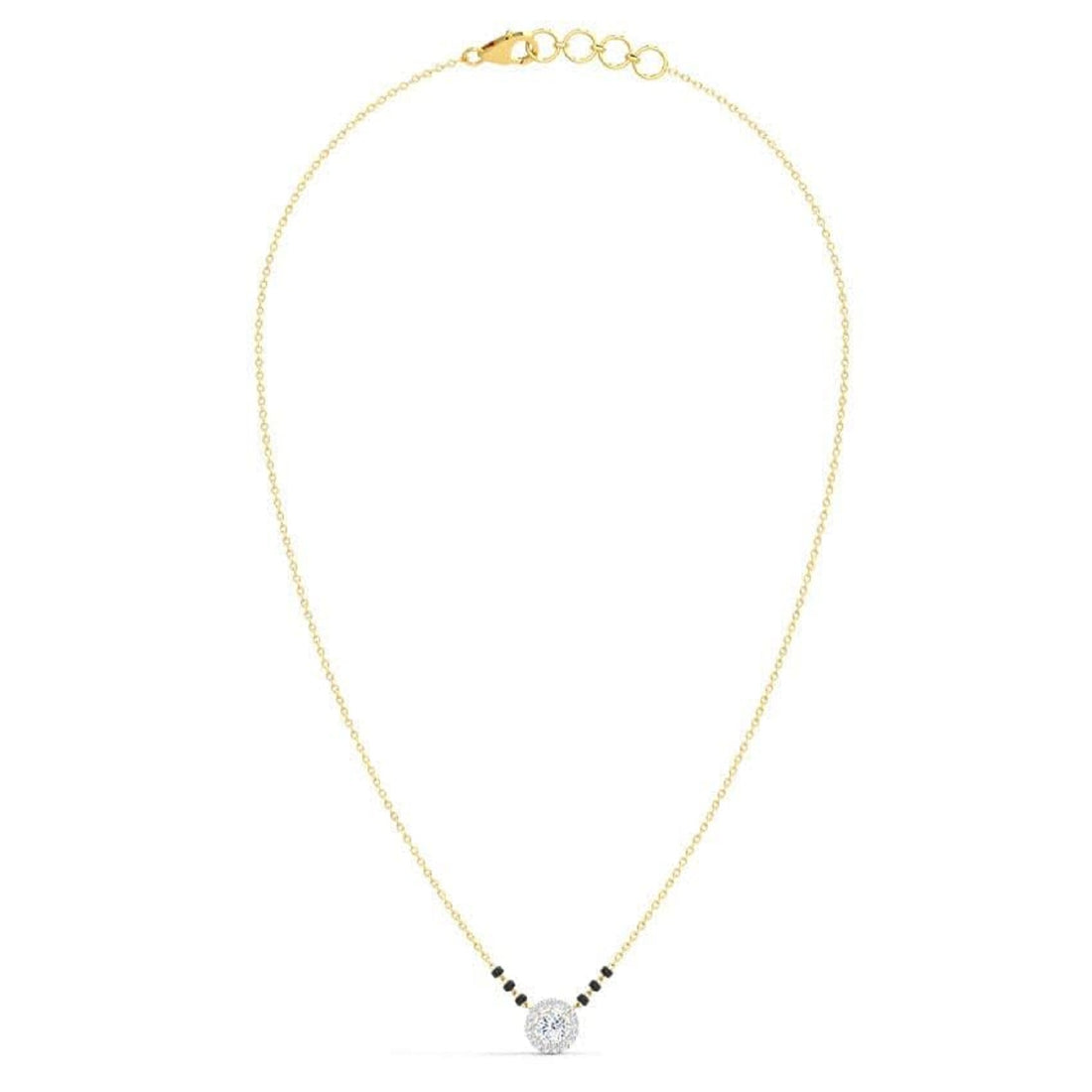 Elegant Solitaire Diamond-Style Mangalsutra with Halo Pendant for women