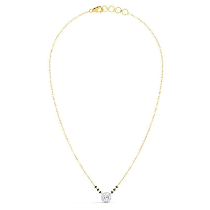 Elegant Solitaire Diamond-Style Mangalsutra with Halo Pendant for women