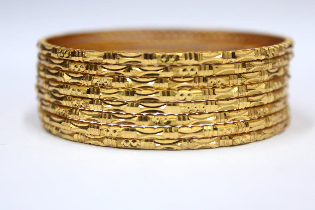 Classic Gold Plated Bangles Set (Pack of 8) ✨ | Lightweight Daily Wear Traditional Kada Design