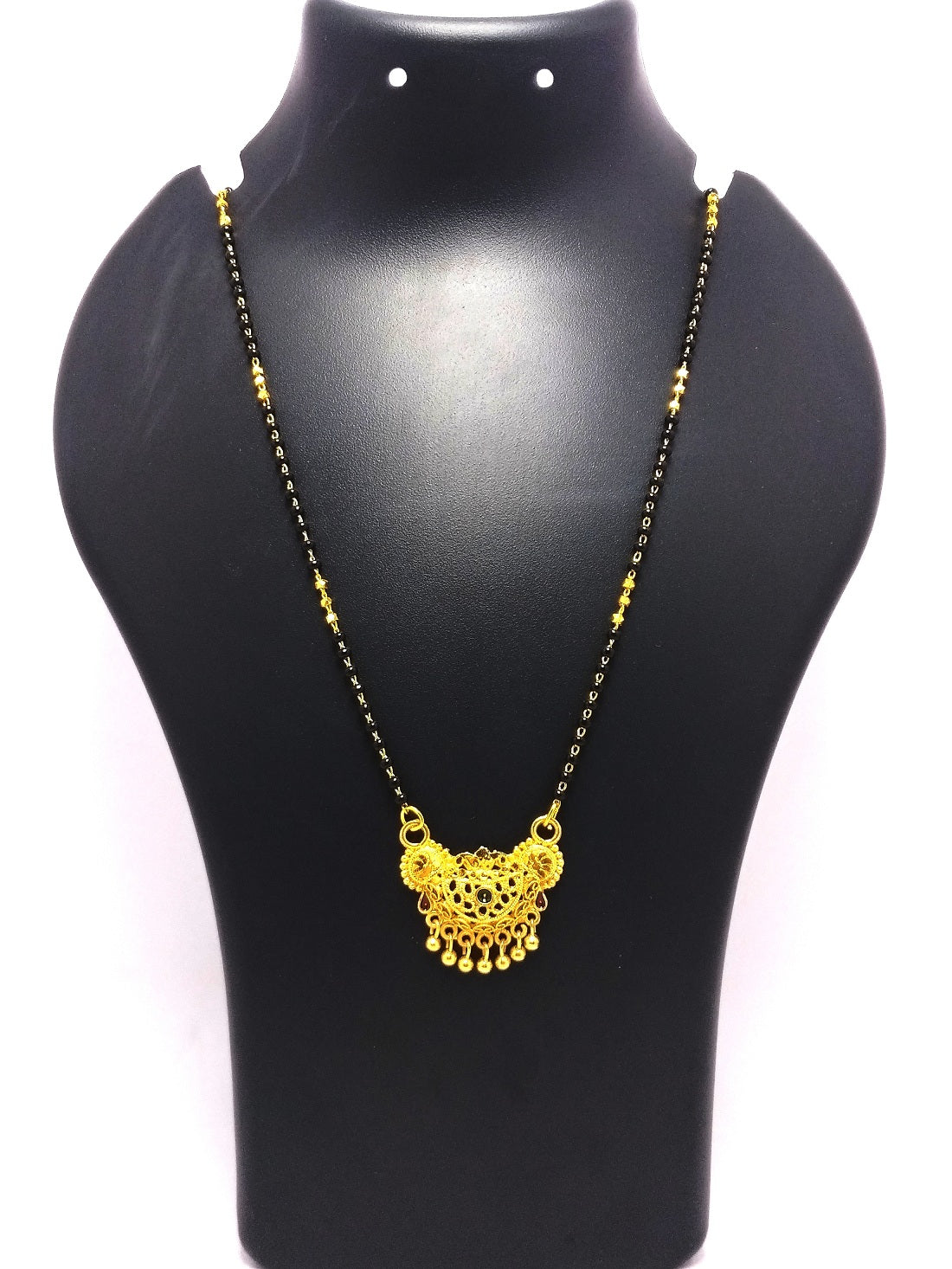 Antique Gold Plated Temple Mangalsutra – Traditional South Indian Design with Color Stones 💛