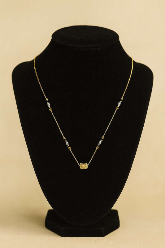 Minimal Gold-Plated Daily Wear Mangalsutra with Beaded Detailing – Elegant Lightweight Design for Modern Women