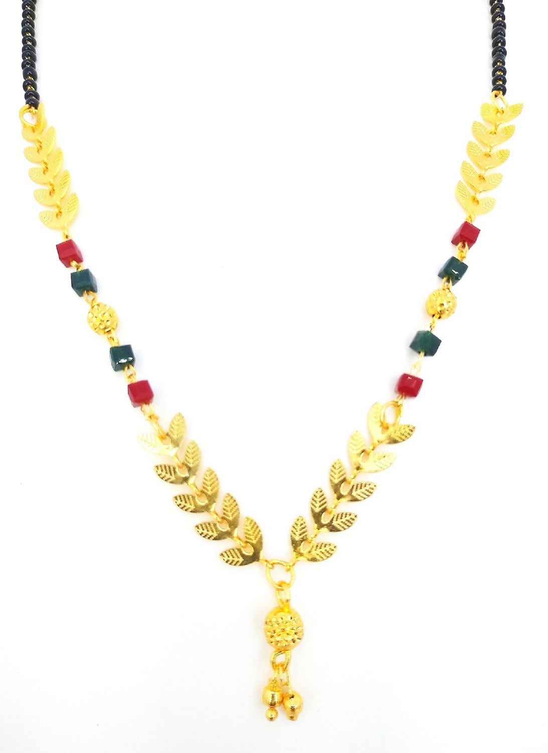 Multicolor Leaf Pattern Gold Plated Mangalsutra – Stylish Daily Wear Traditional Design 🌿✨