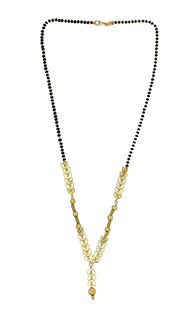 Elegant Leaf Design Gold-Plated Mangalsutra – Modern Daily Wear Minimal Style