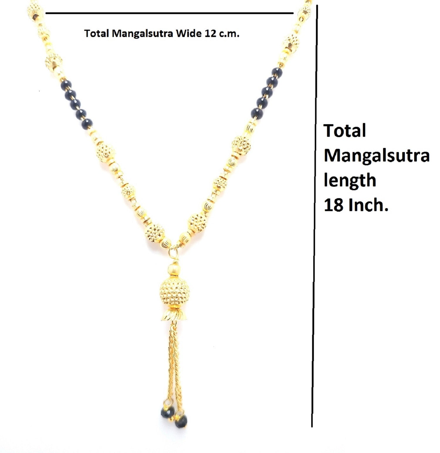 Premium Daily Wear Gold Plated Mangalsutra 💛 | Lightweight Black Bead Chain with Elegant Drop Pendant