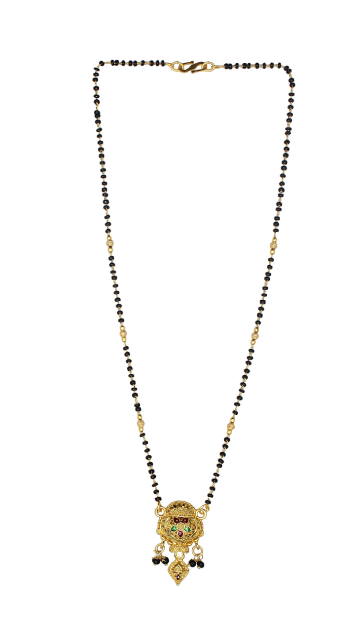 Traditional Gold Plated Mangalsutra with Color Stone Pendant – Timeless South Indian Elegance 💛