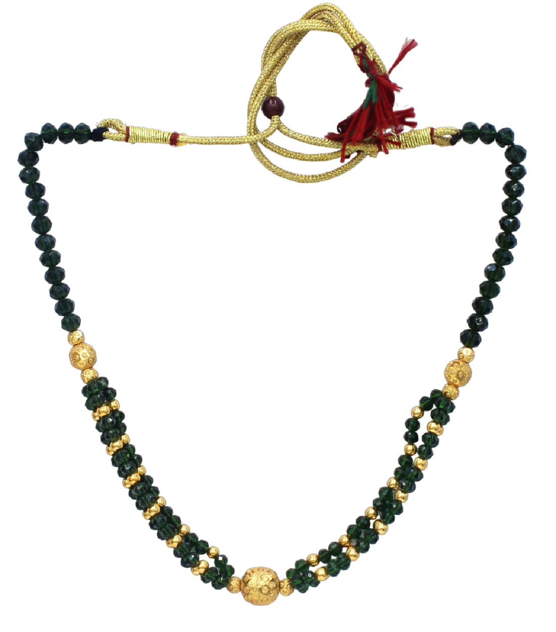 Royal Green & Gold Beaded Necklace – Elegant Traditional Choker for Festive & Wedding Wear