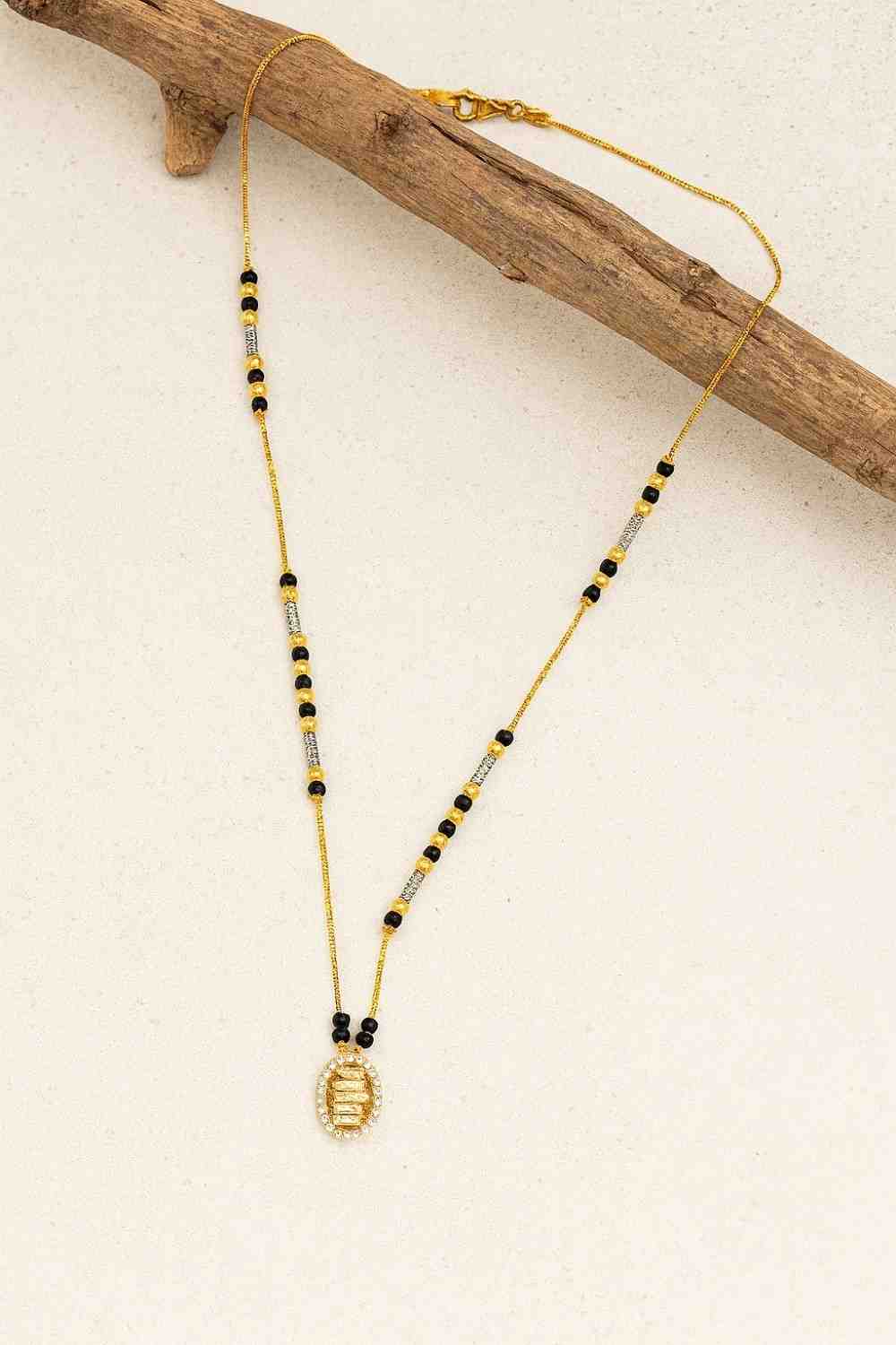 Traditional Pearl Drop Mangalsutra with Gold-Plated Pendant – Elegant Daily Wear Design for Modern Women