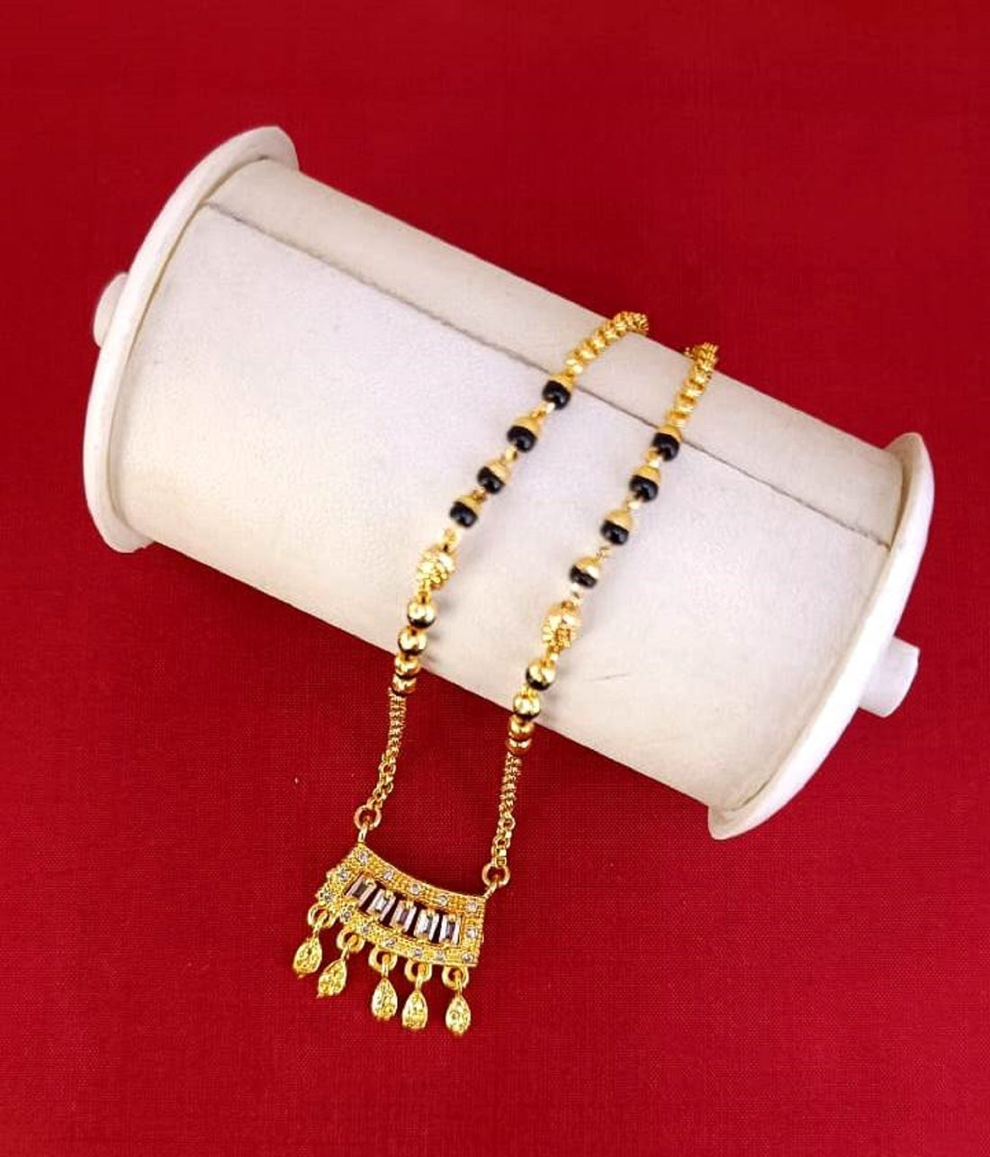 Royal CZ Bar Pendant Mangalsutra ✨ | Gold Plated Modern Design for Women