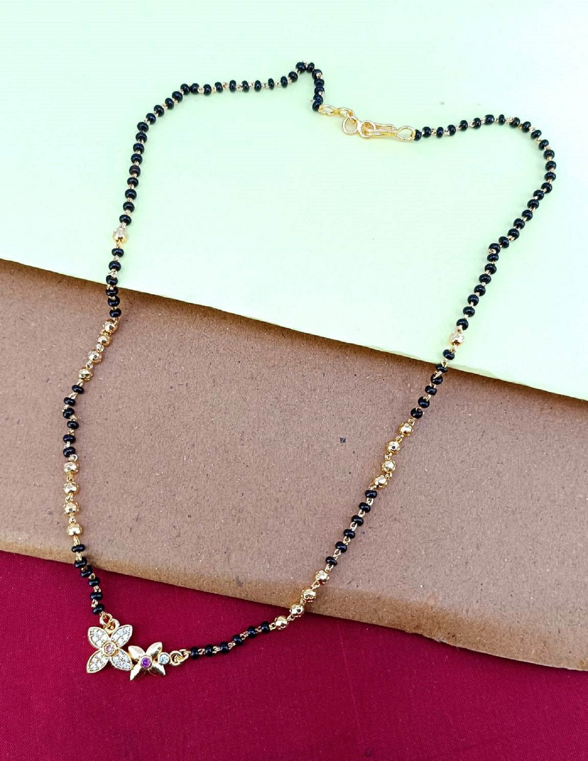 Floral Stone Design Gold Plated Mangalsutra for Women – Elegant Daily Wear 🌸✨