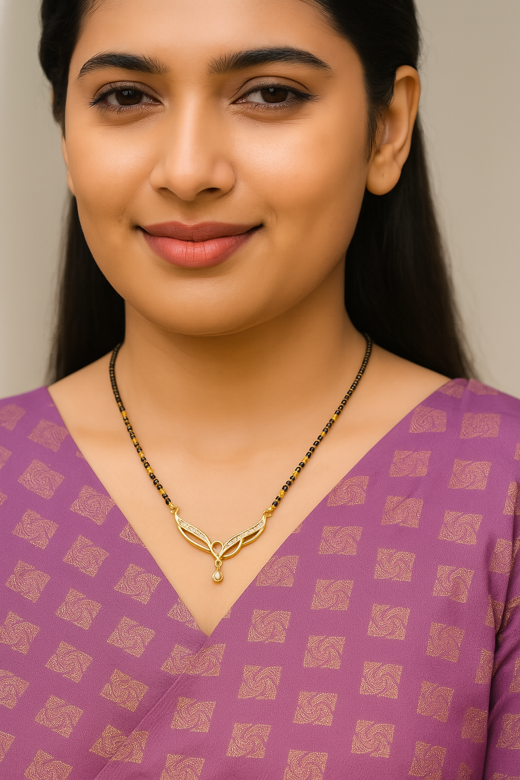 Elegant Gold-Plated Designer Mangalsutra with CZ Pendant – Traditional Yet Trendy