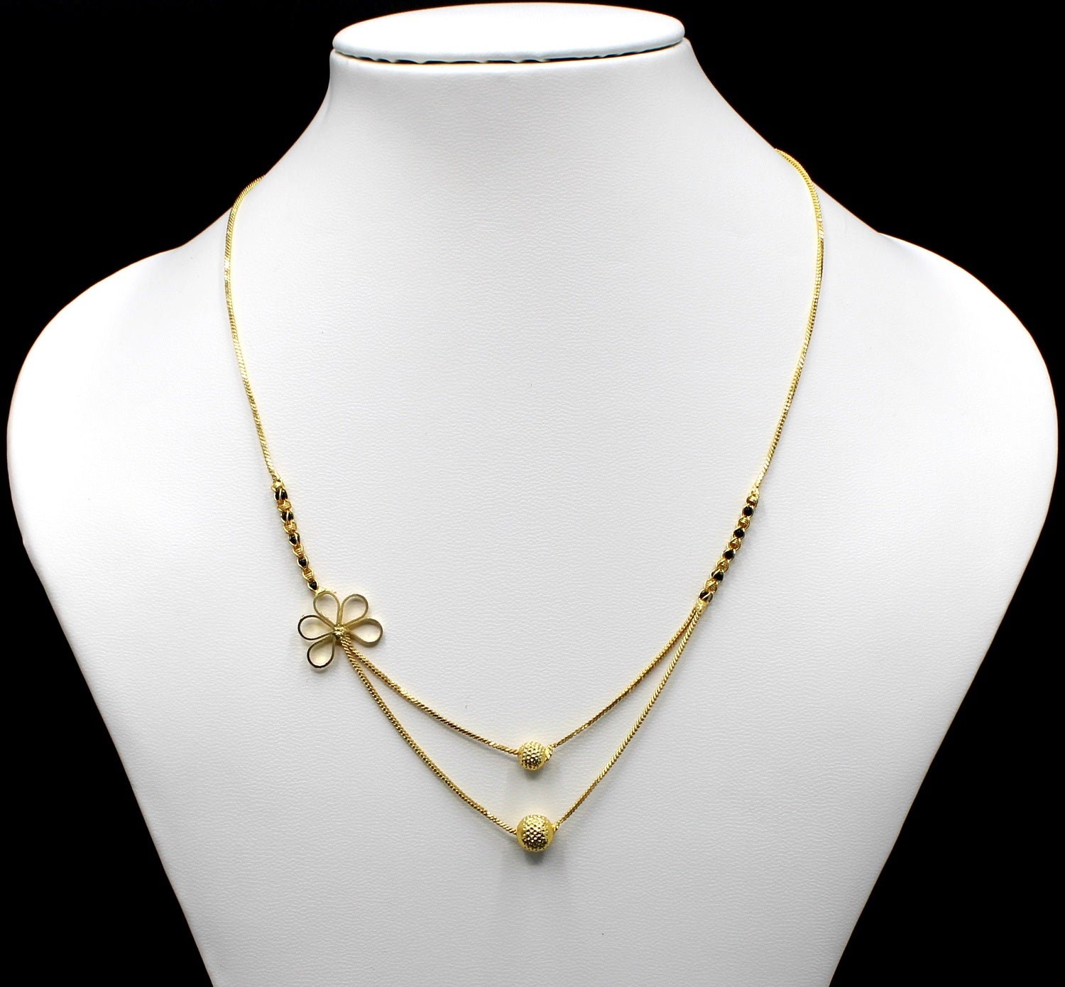 Floral Charm Dual Layer Gold Plated Mangalsutra – Elegant Modern Design 🌸