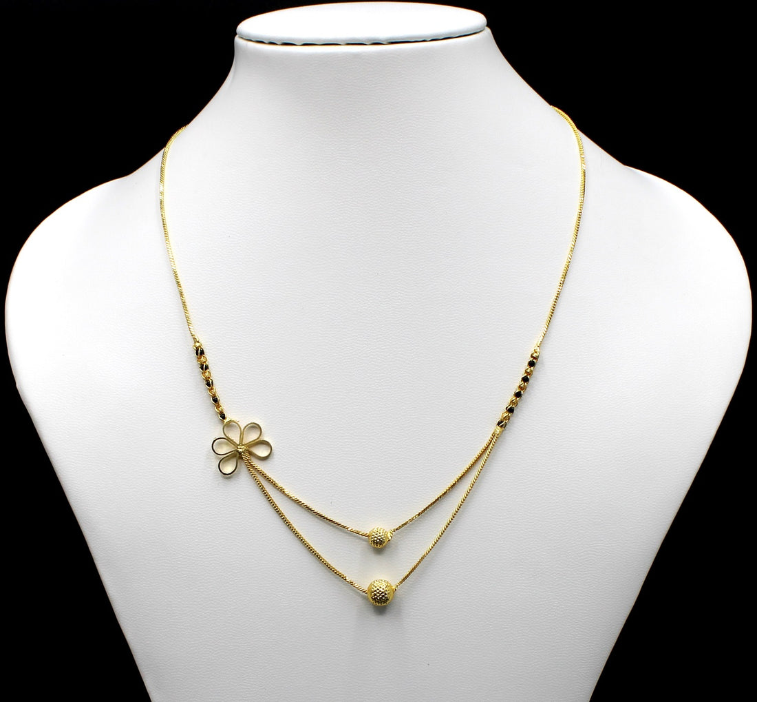 Floral Charm Dual Layer Gold Plated Mangalsutra – Elegant Modern Design 🌸