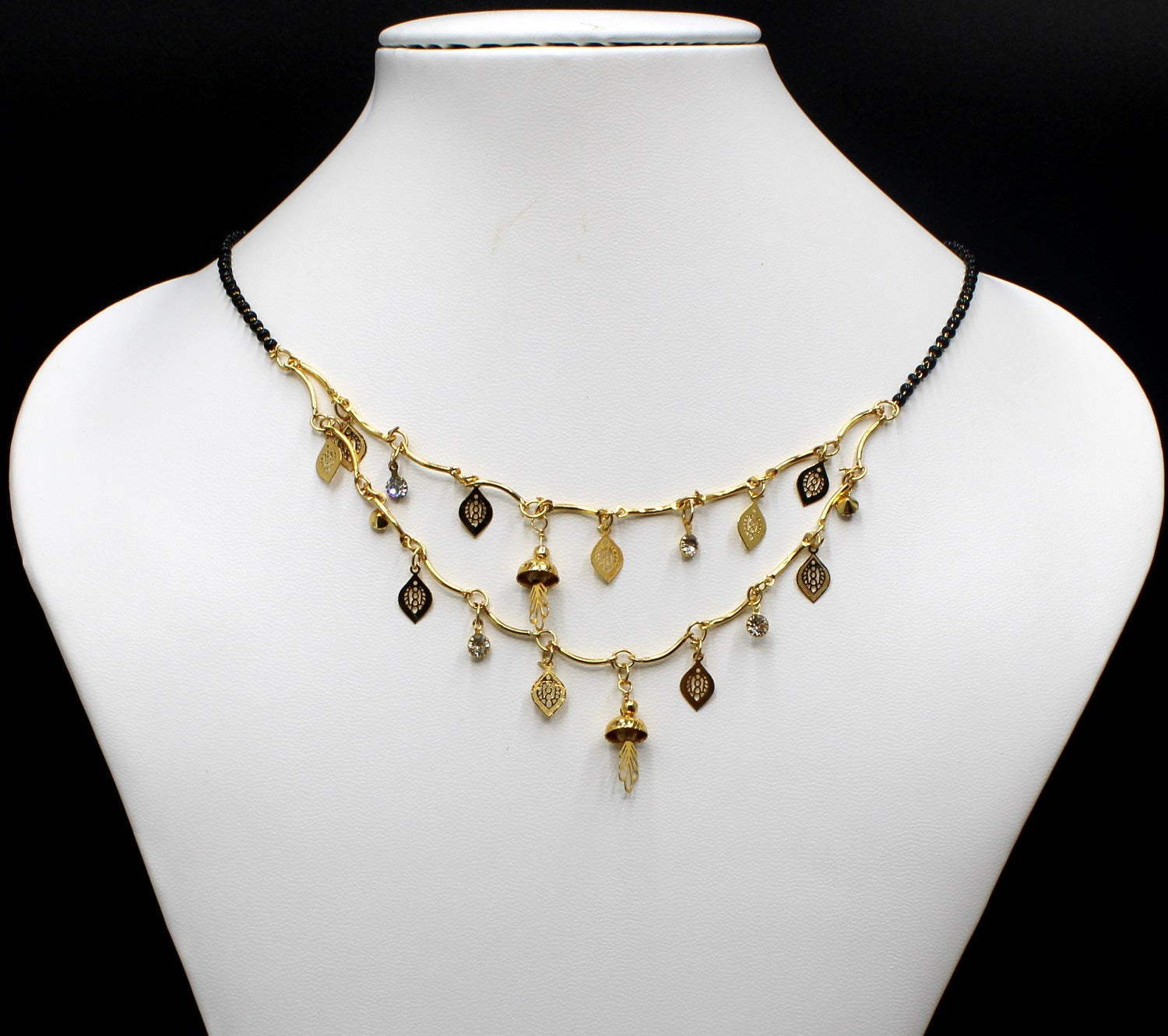 Gold-Plated Designer Mangalsutra with Multi-Charm Dangling Pendant – Festive & Daily Wear