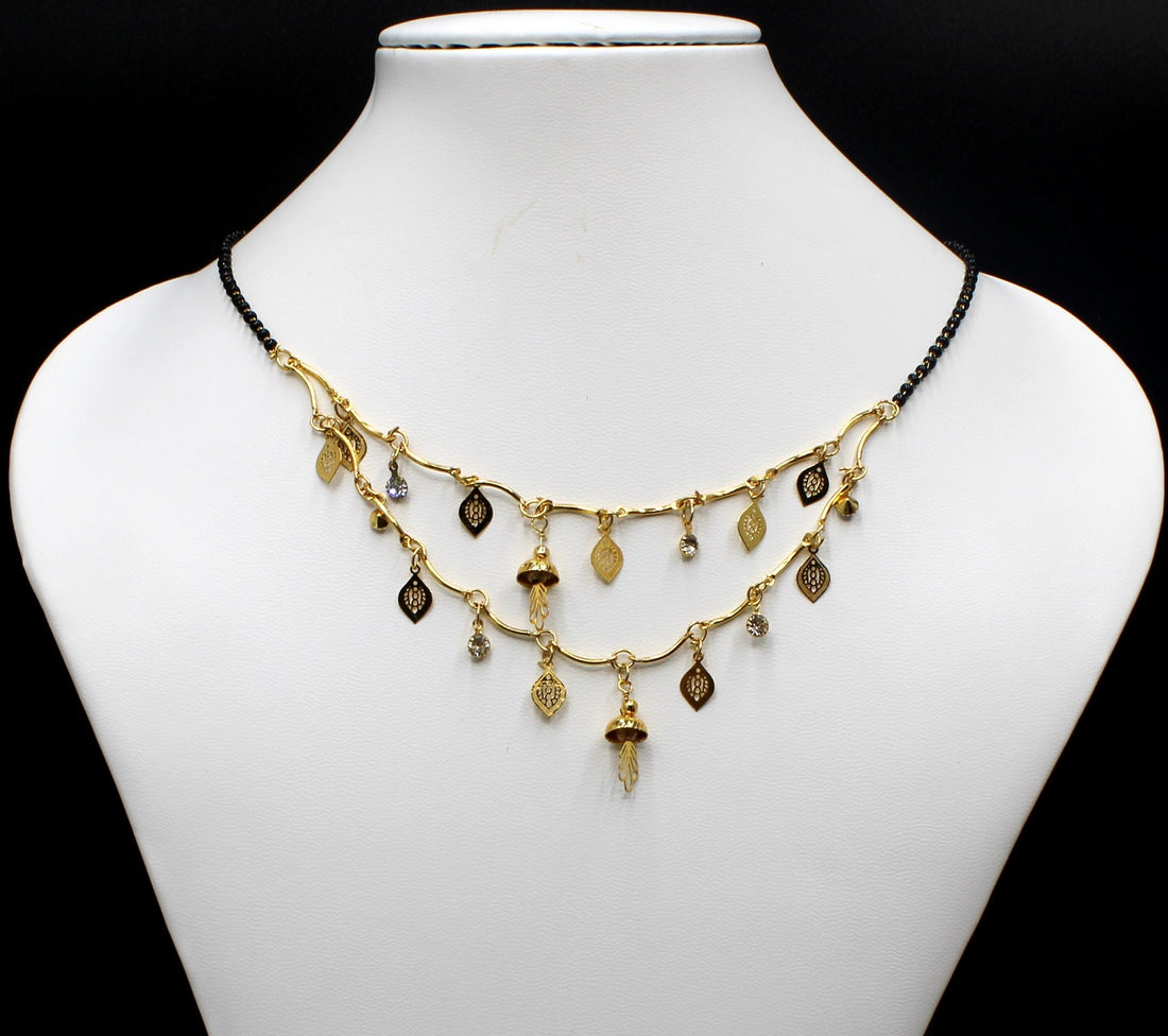 Gold-Plated Designer Mangalsutra with Multi-Charm Dangling Pendant – Festive & Daily Wear