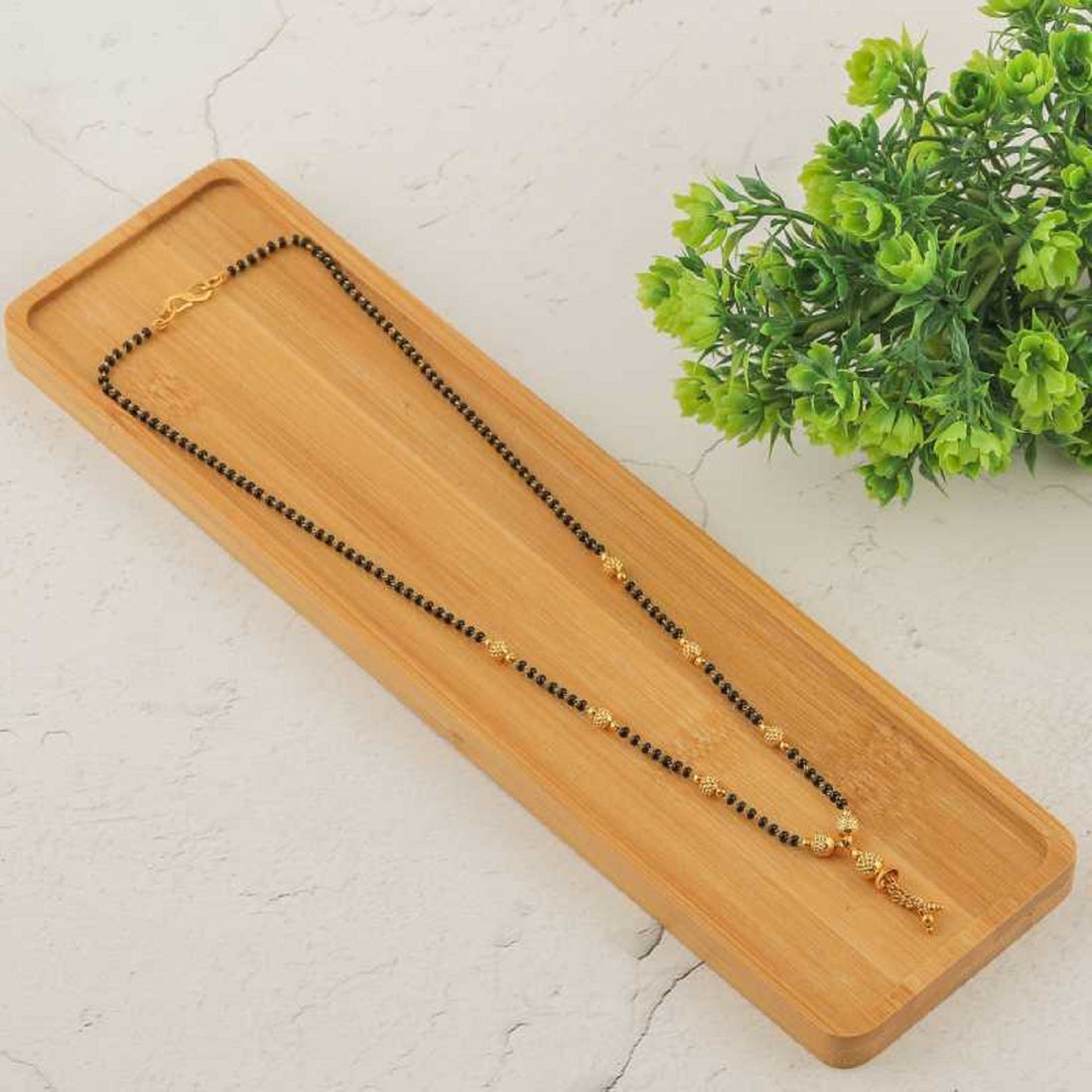Modern Daily Wear Gold Plated Mangalsutra – Minimal Bead Design with Drop Tassel ✨