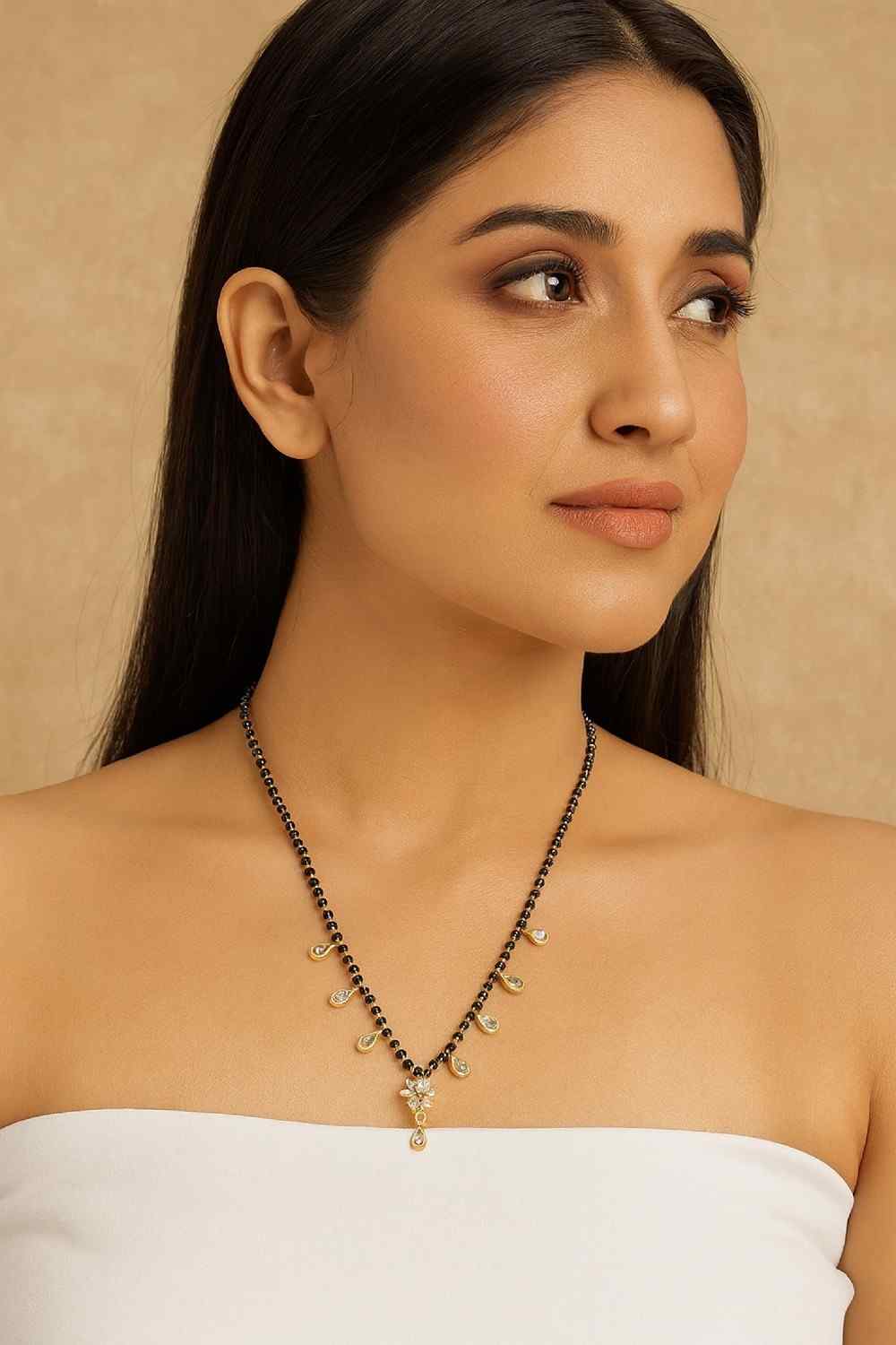 Grand Gold-Plated Double-Layer Long Mangalsutra – Red Stone & Black Bead Heritage Design