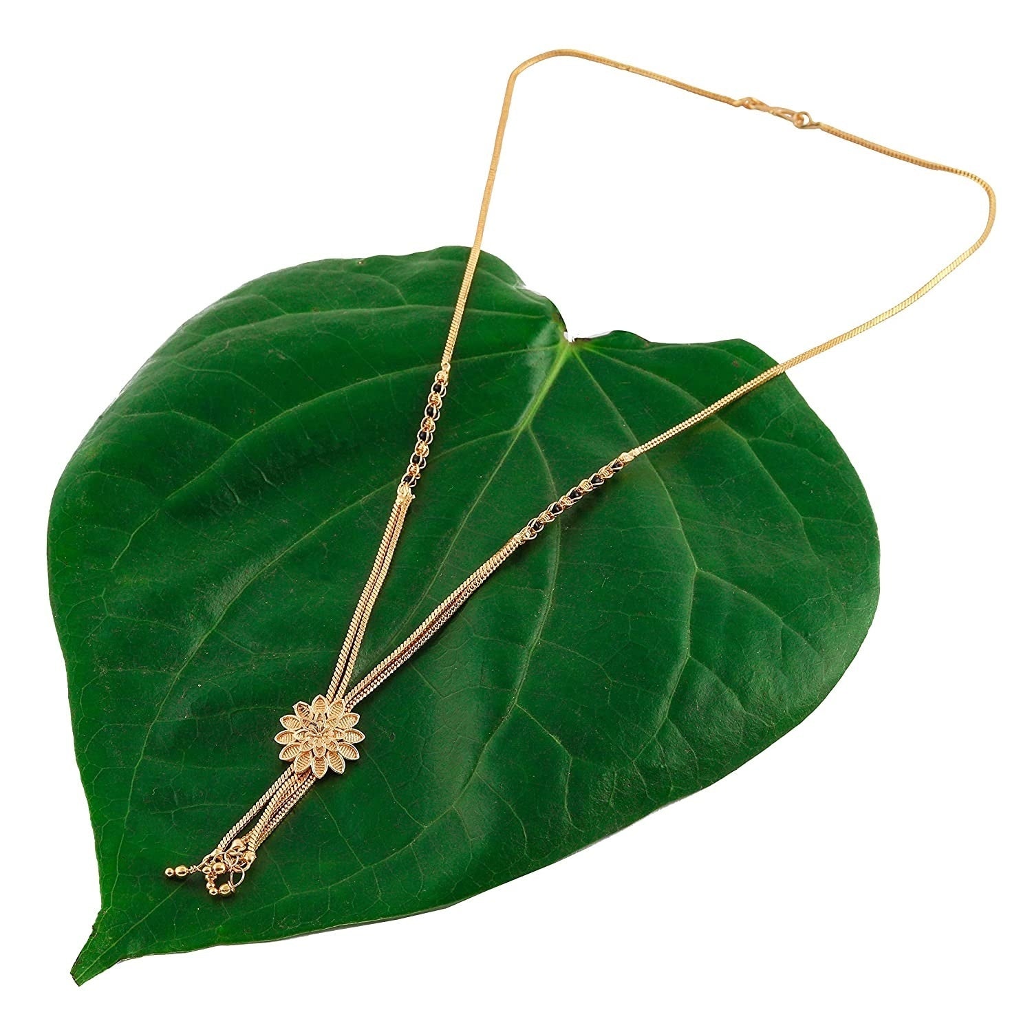 Floral Design Gold Plated Mangalsutra for Women – Double Chain Elegant Daily Wear 🌸✨