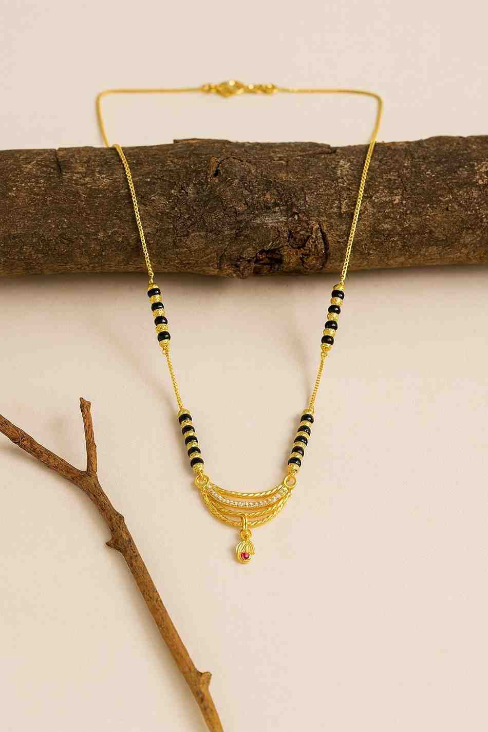 Classic Daily Wear Mangalsutra Chain with Minimal Pendant – Elegant Gold-Plated Design for Modern Women