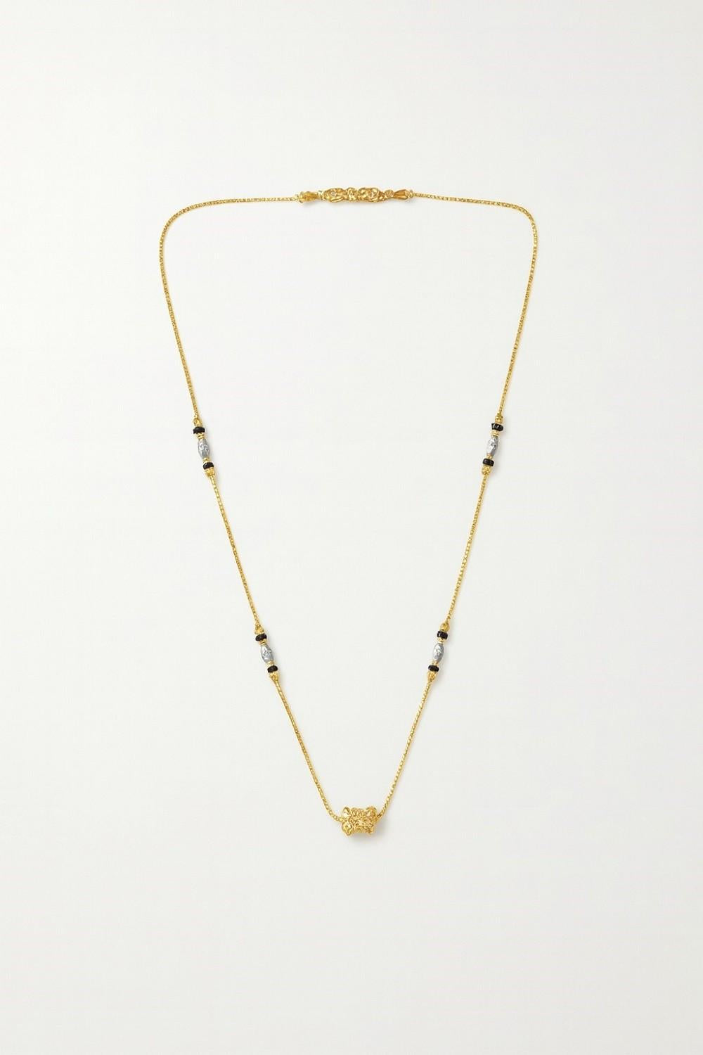 Minimal Gold-Plated Daily Wear Mangalsutra with Beaded Detailing – Elegant Lightweight Design for Modern Women
