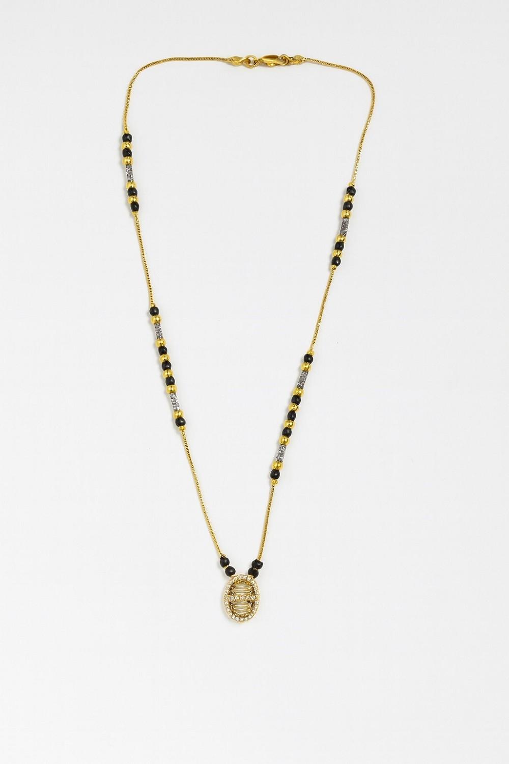 Traditional Pearl Drop Mangalsutra with Gold-Plated Pendant – Elegant Daily Wear Design for Modern Women