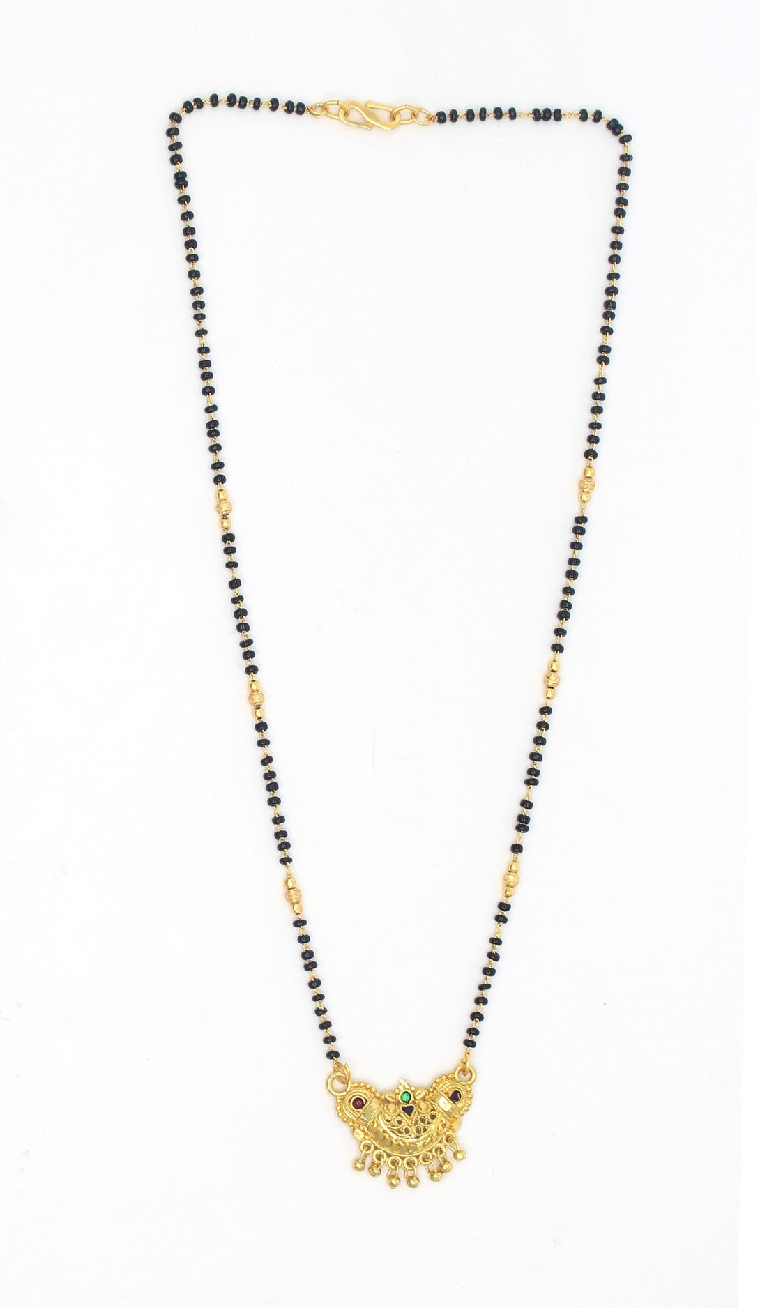 Antique Gold Plated Temple Mangalsutra – Traditional South Indian Design with Color Stones 💛