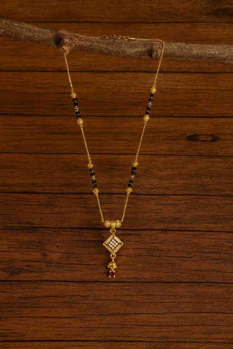 Elegant Double Chain Mangalsutra with Diamond-Shaped Pendant – Gold-Plated Daily Wear Design for Women