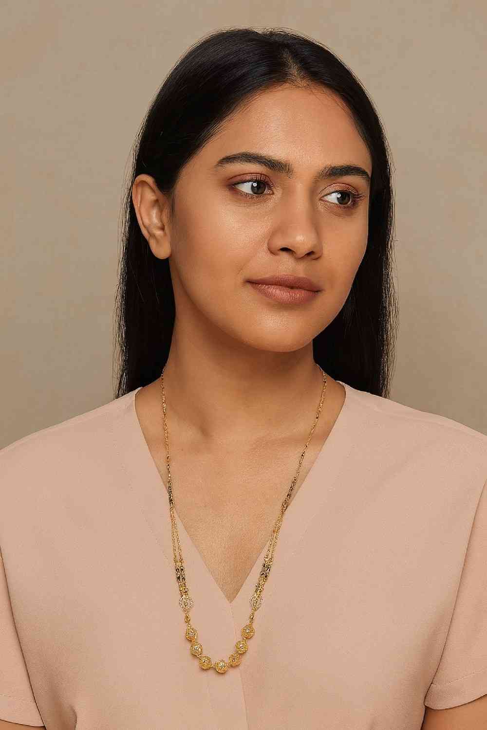 Elegant Dual-Tone Gold-Plated Daily Wear Mangalsutra – Modern Minimal Bead Design