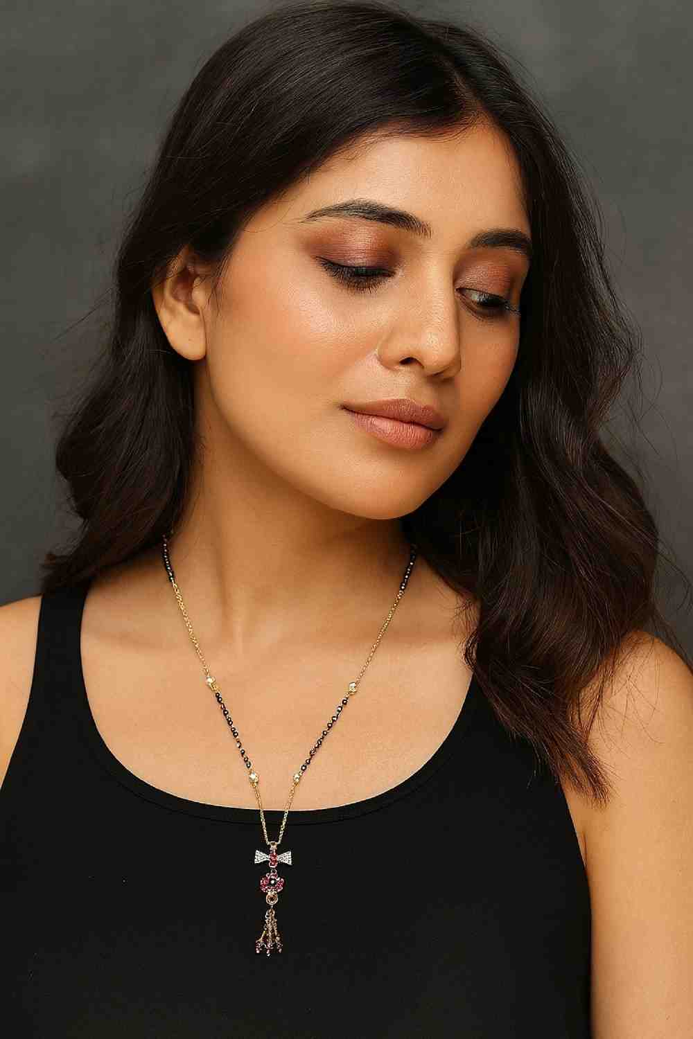 Classic Gold-Plated Black Bead Mangalsutra – Elegant Ball Pendant Daily Wear Design