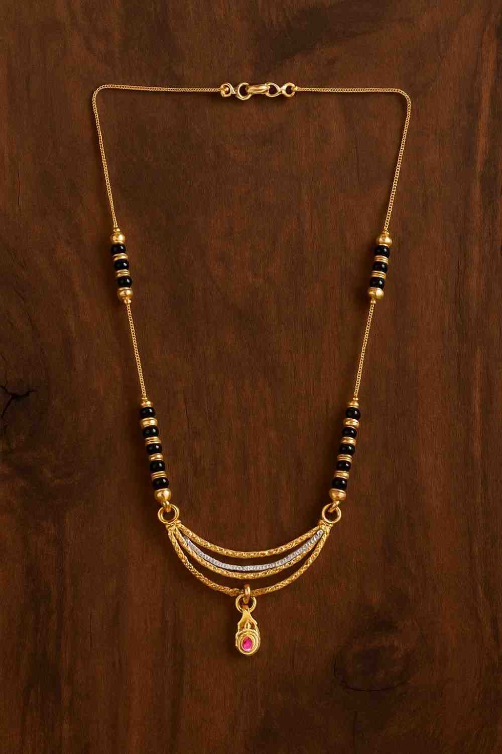 Classic Daily Wear Mangalsutra Chain with Minimal Pendant – Elegant Gold-Plated Design for Modern Women