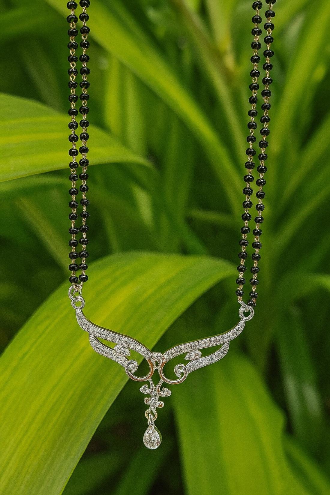 Silver-Plated Double Chain Mangalsutra with Designer Pendant & CZ Stones – Elegant Daily & Festive Wear