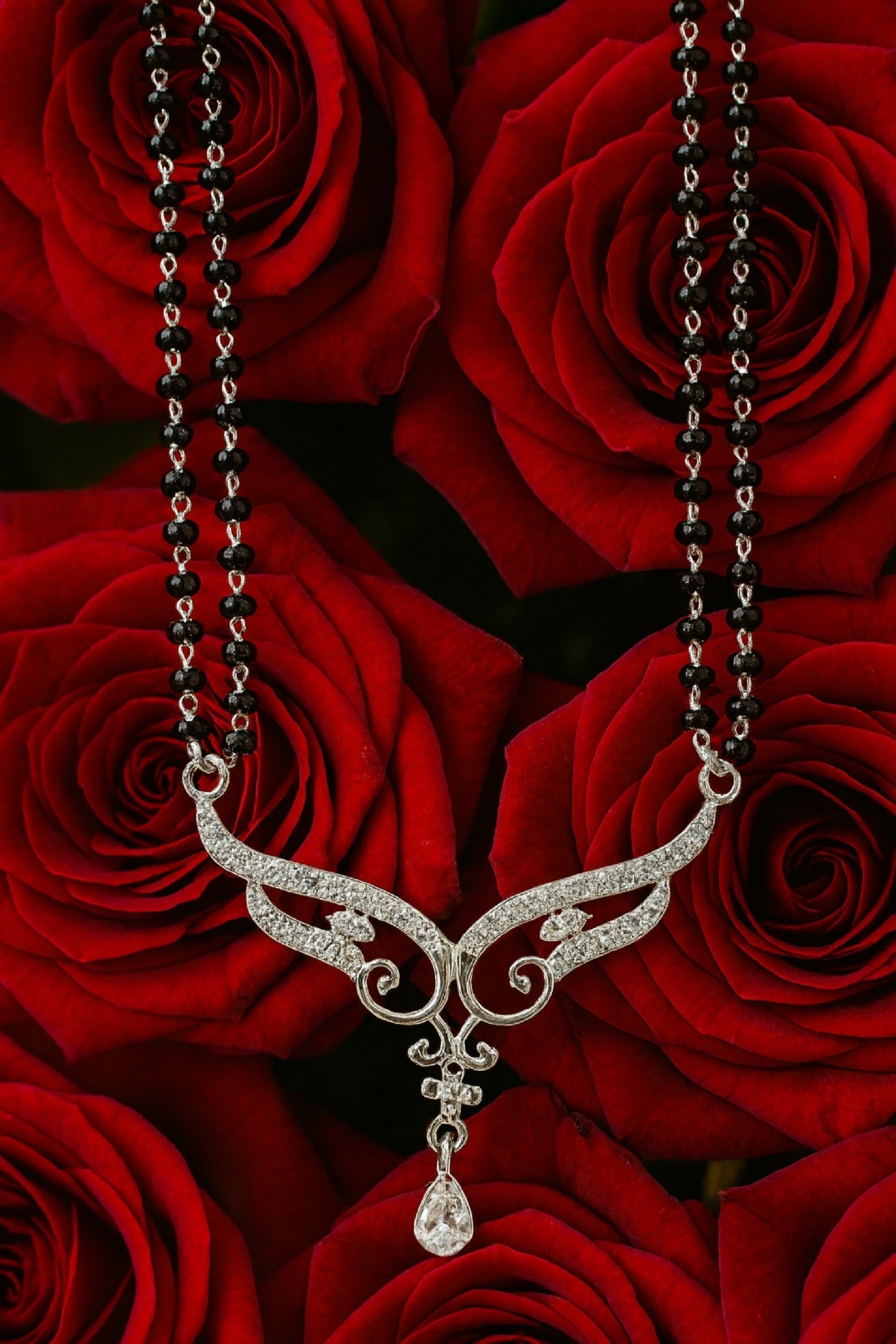 Silver-Plated Double Chain Mangalsutra with Designer Pendant & CZ Stones – Elegant Daily & Festive Wear