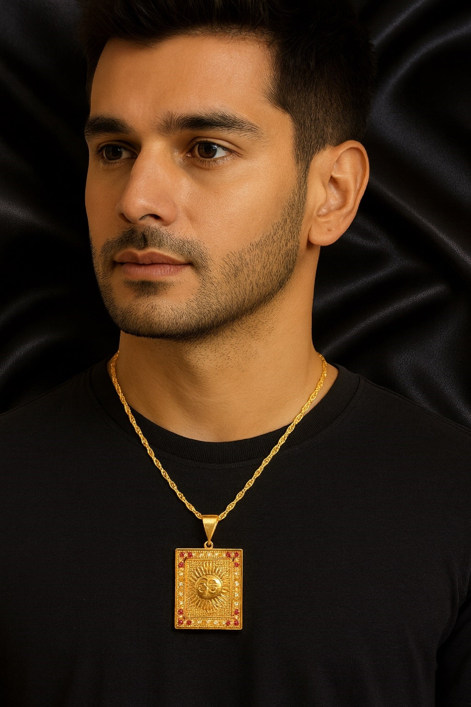 soni jewellery Gold plated chain with pendant necklace jewelry set for men women unisex