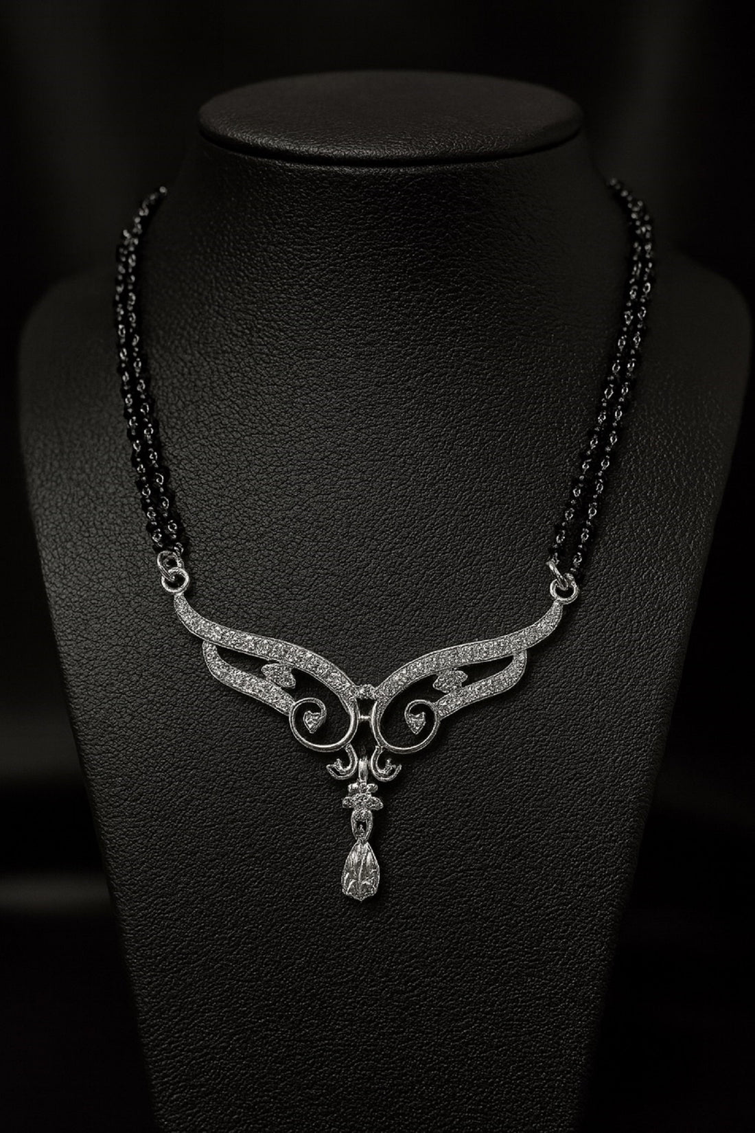 Silver-Plated Double Chain Mangalsutra with Designer Pendant & CZ Stones – Elegant Daily & Festive Wear