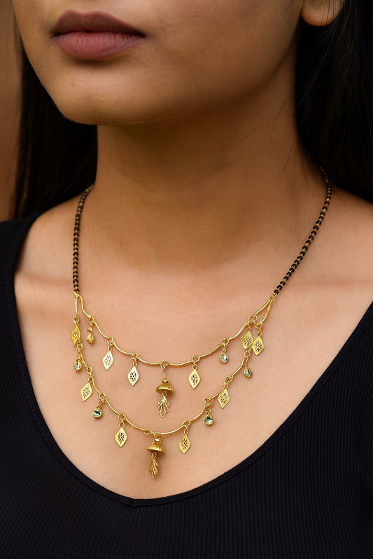 Gold-Plated Designer Mangalsutra with Multi-Charm Dangling Pendant – Festive & Daily Wear