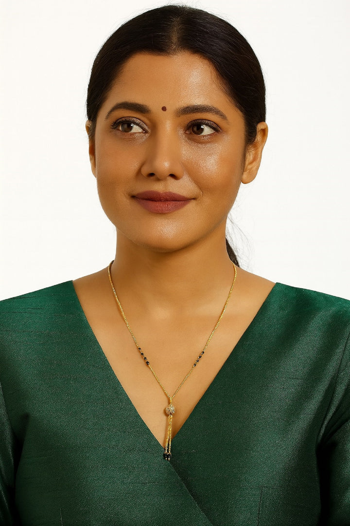 Classic Daily Wear Gold-Plated Mangalsutra with Bead Drop Pendant – Simple & Elegant Design