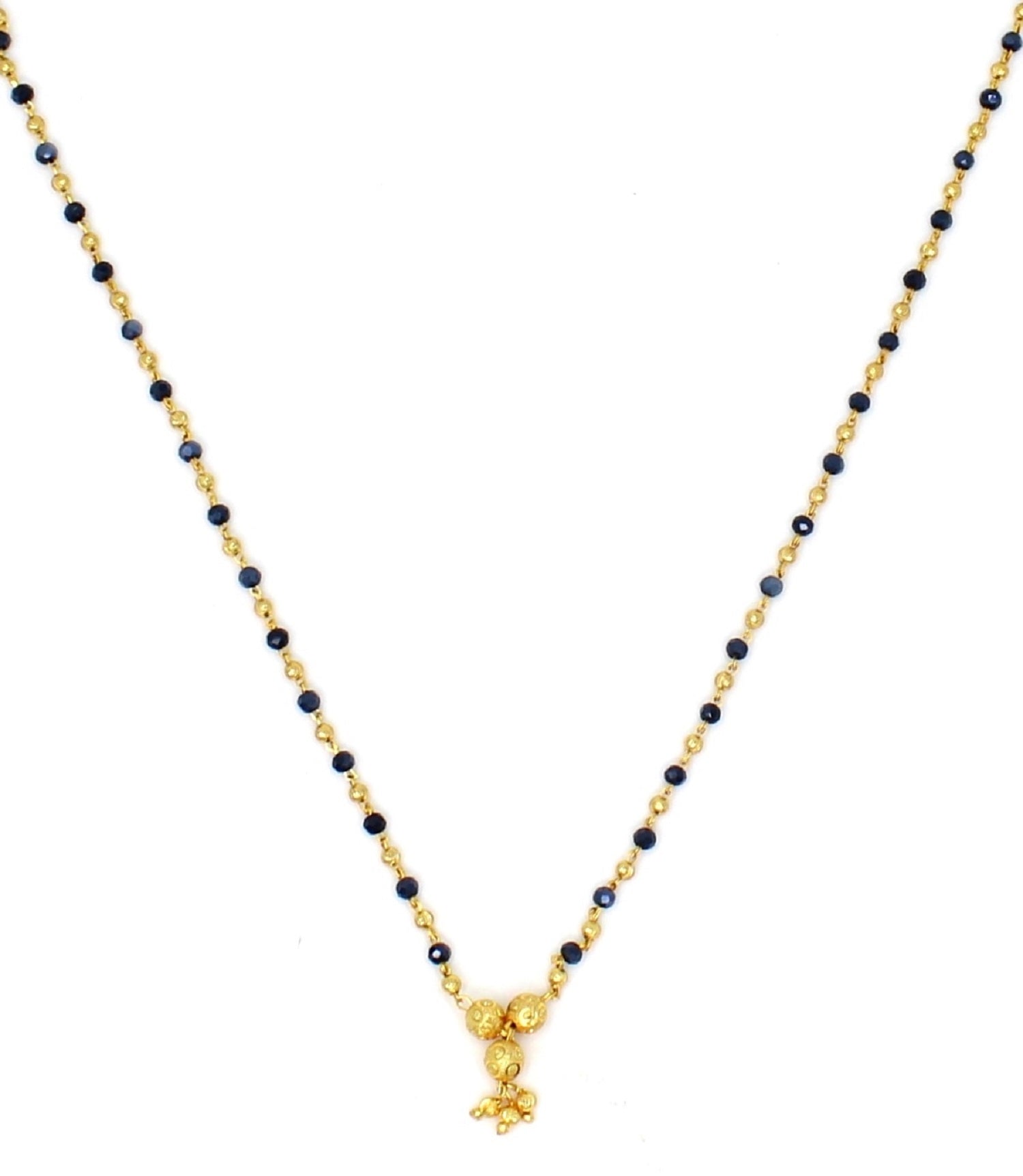 Classic Daily Wear Gold Plated Mangalsutra 💛 | Lightweight Black Bead Chain with Floral Pendant