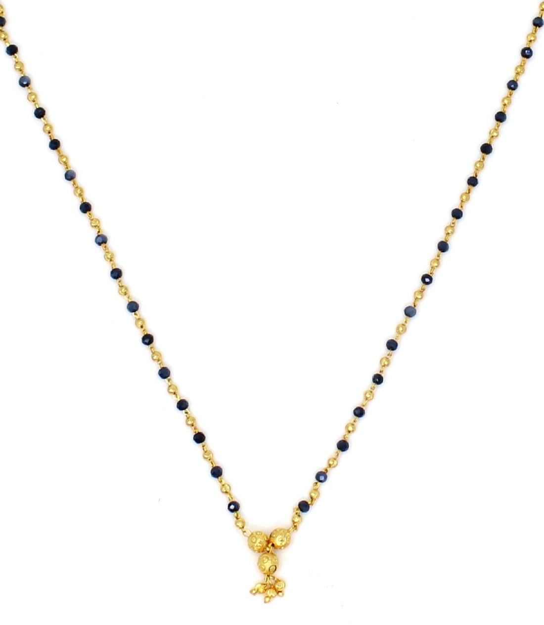 Classic Daily Wear Gold Plated Mangalsutra 💛 | Lightweight Black Bead Chain with Floral Pendant