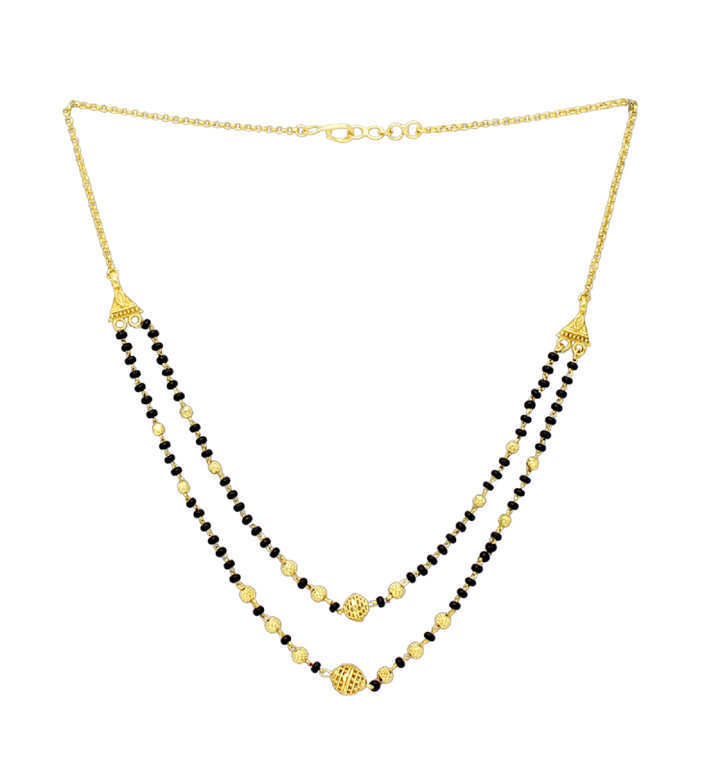 Double Layer Gold Plated Daily Wear Mangalsutra – Elegant Traditional Black Bead Design 💛