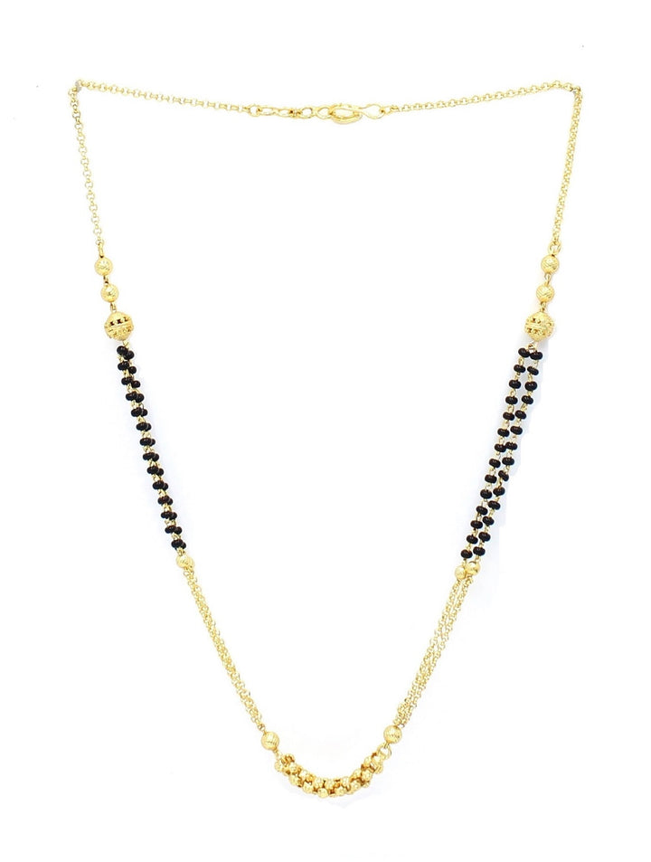 Double Chain Gold Plated Mangalsutra for Women – Stylish Daily Wear Black Beads Design 💛