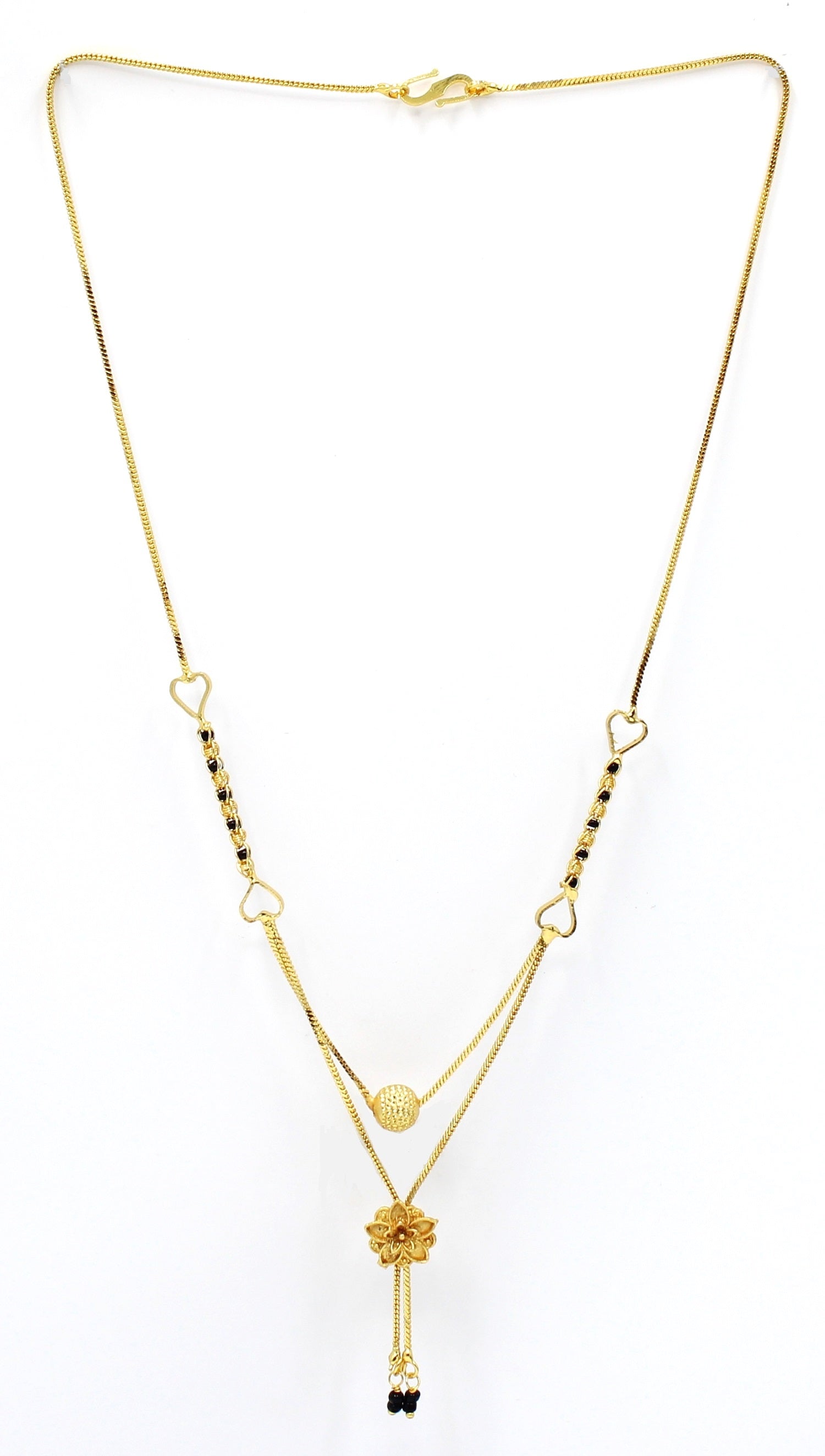 Dual-Layer Heart Link Gold-Plated Mangalsutra – Elegant Modern Design for Everyday Wear