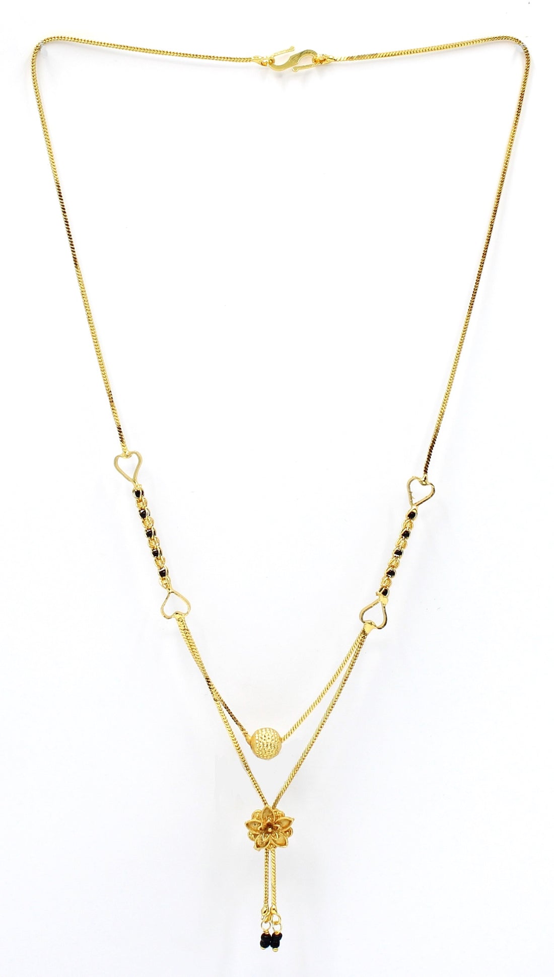 Dual-Layer Heart Link Gold-Plated Mangalsutra – Elegant Modern Design for Everyday Wear