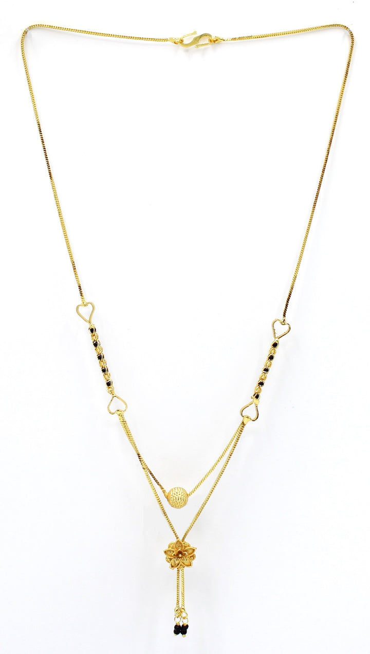 Dual-Layer Heart Link Gold-Plated Mangalsutra – Elegant Modern Design for Everyday Wear