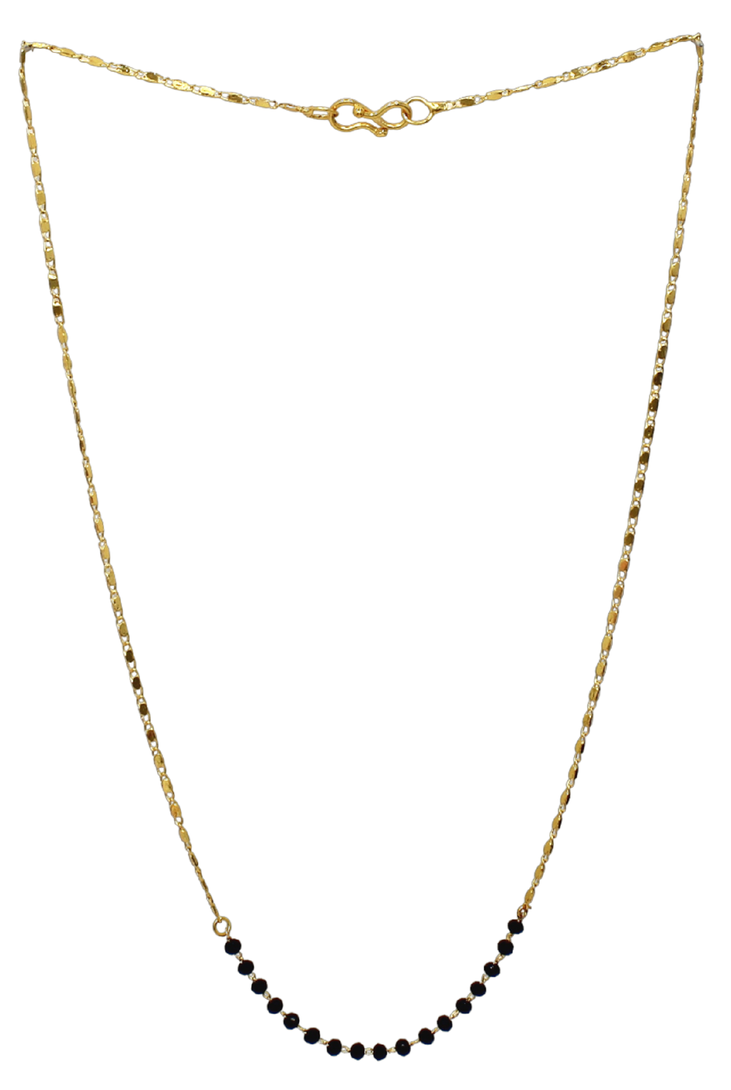 Minimal Daily Wear Gold-Plated Mangalsutra – Simple Black Bead Chain for Modern Elegance