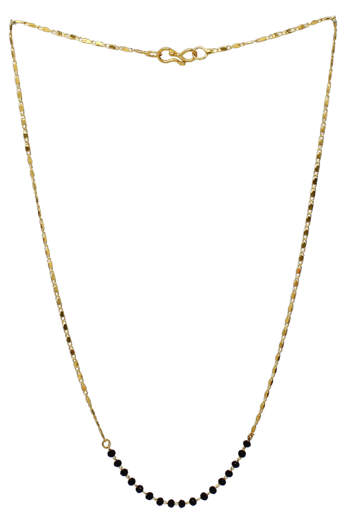 Minimal Daily Wear Gold-Plated Mangalsutra – Simple Black Bead Chain for Modern Elegance